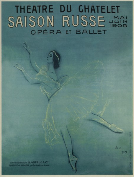 Advertising Poster for the Ballet dancer Anna Pavlova in the ballet Les sylphides by F. Chopin, 1909. Artist: Serov, Valentin Alexandrovich (1865-1911)