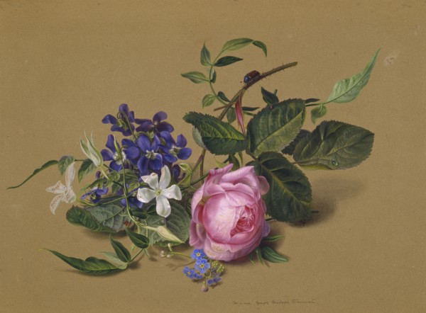 Beetle at the rose branch. Artist: Tolstoy, Fyodor Petrovich (1783-1873)