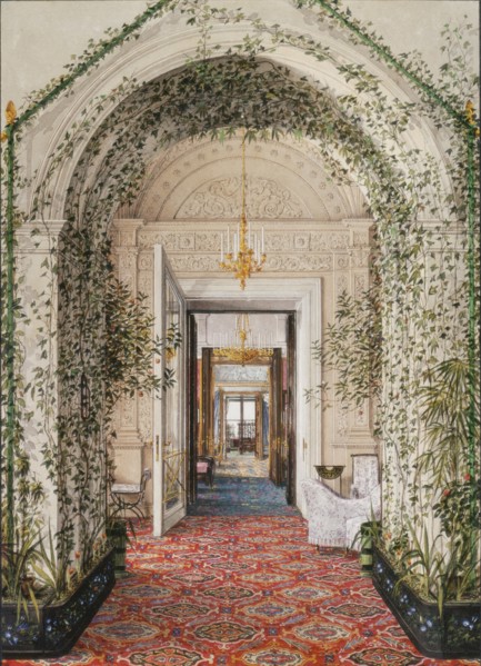 Interiors of the Winter Palace. The Small Winter Garden in the Apartments of Alexandra Fyodorovna, Mid of the 19th cen.. Artist: Ukhtomsky, Konstantin Andreyevich (1818-1881)
