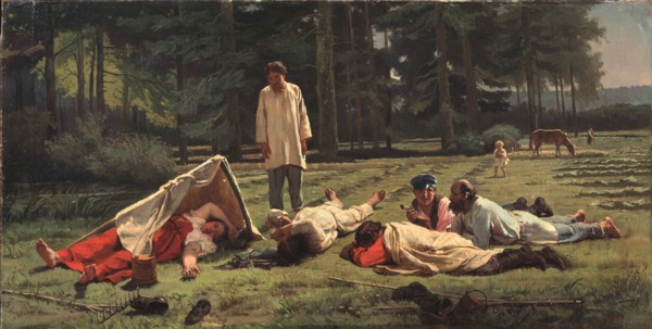 Rest at the Hay Harvest, 1887. Artist: Zhuravlev, Firs Sergeevich (1836-1901)