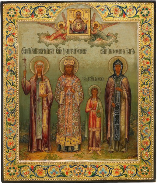 Saint Nino, Saint Dimitry of Rostov, Holy Martyr Lyubov, and Saint Mary of Egypt, 1904. Artist: Chirikov, Osip Semionovich (?-1903)