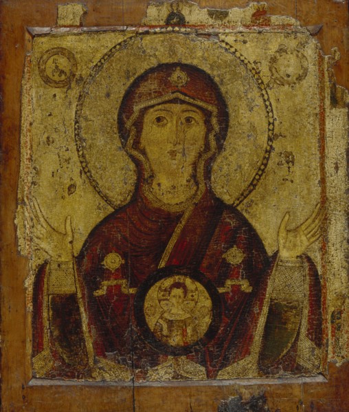 Our Lady of the Sign, Early 13th cen.. Artist: Russian icon