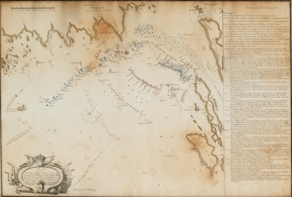 The Battle of Viborg Bay, 1790 (Map), 1790. Artist: Gillberg, Jacob (1724-1793)