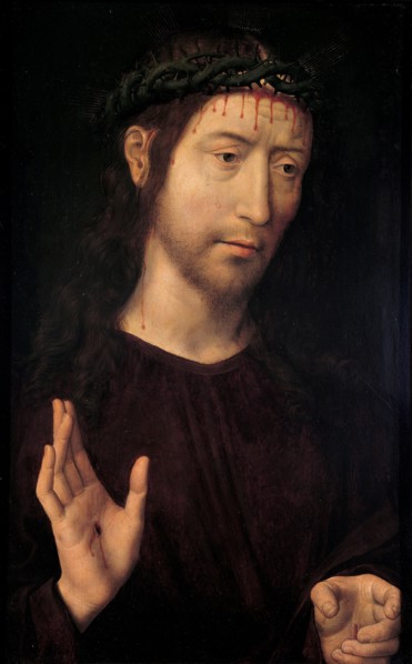 The Man of Sorrows Blessing, 1480-1490. Artist: Memling, Hans (1433/40-1494)