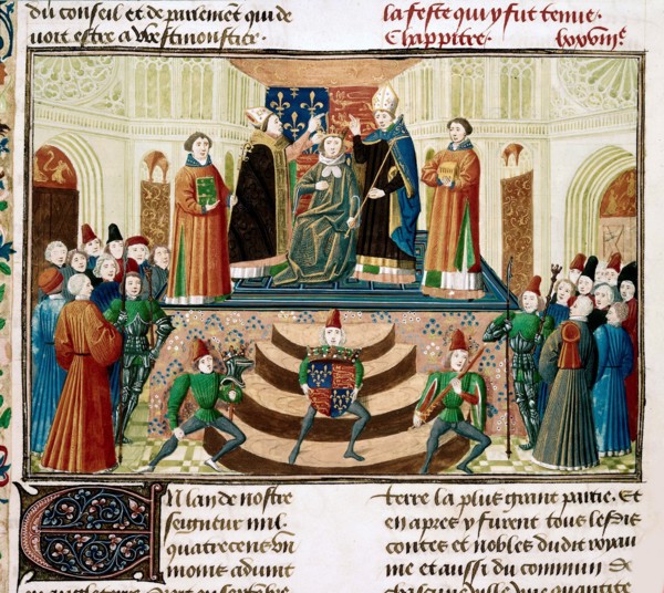 The Coronation of Henry IV of England (Detail of a miniature from the Grandes Chroniques de France by Jean Froissart), ca 1470. Artist: Anonymous