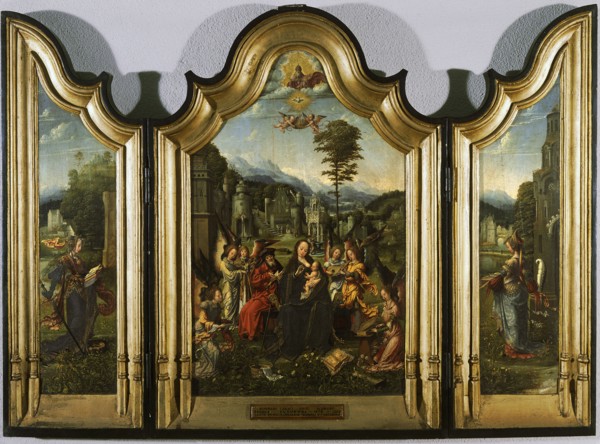 The Holy Family with Saint Catherine and Saint Barbara (Triptych), c. 1505. Artist: Gossaert, Jan (ca. 1478-1532)