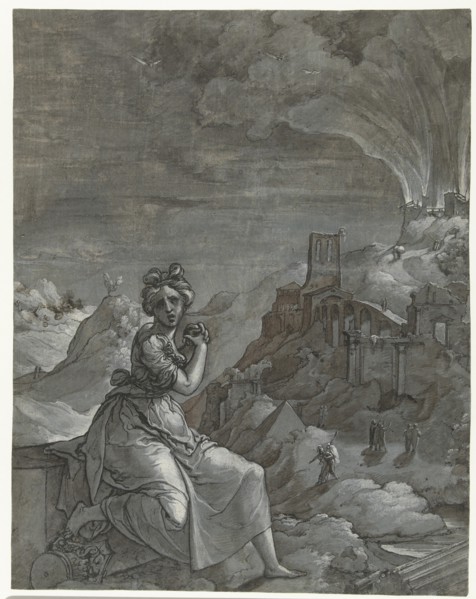 Cassandra predicts the downfall of Troy, 1550-1555. Artist: Groningen, Jan Swart van (1500-after 1562)