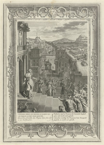 Cassandra predicts the downfall of Troy, 1731. Artist: Picart, Bernard (1673?1733)