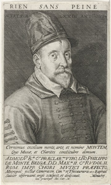 Portrait of the Composer Philippe de Monte (1521-1603), 1594. Artist: Sadeler, Raphael, the Elder (1560-1628)