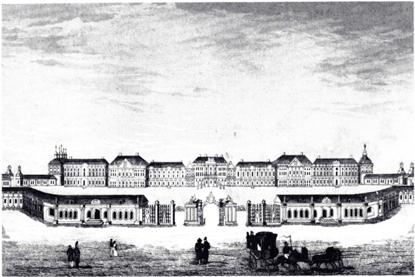 View of the Catherine Palace in Tsarskoye Selo, c. 1840. Artist: Anonymous