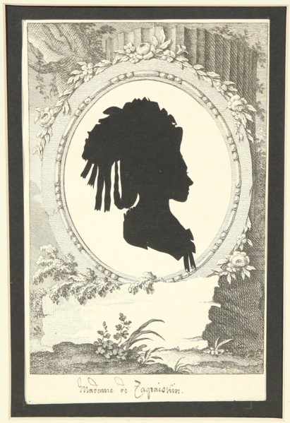 Silhouette portrait of Natalia Kirillovna Zagryazyskaya née Razumovskaya (1747-1837), 1777-1782. Artist: Anonymous