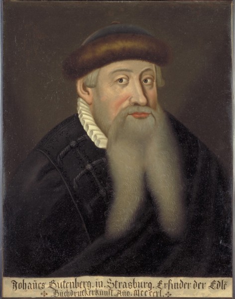 Portrait of Johannes Gutenberg, Early 17th cen.. Artist: Anonymous