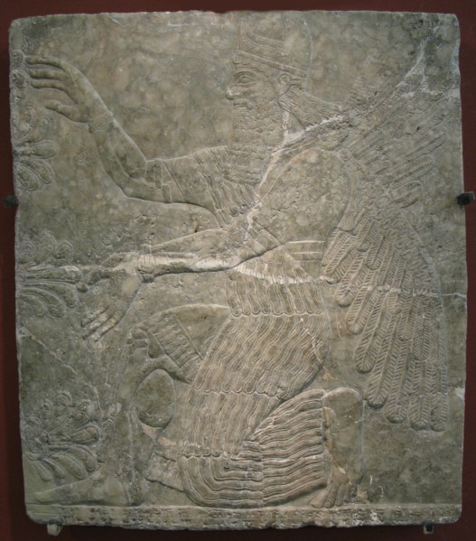 Winged deity by the sacred tree. Relief from the palace of Ashurnasirpal II at Kalhu, Nimrud, 9th century BC. Artist: Assyrian Art
