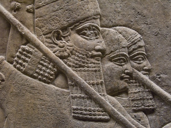 King Ashurnasirpal II during a royal lion hunt, 7th cen. BC. Artist: Assyrian Art
