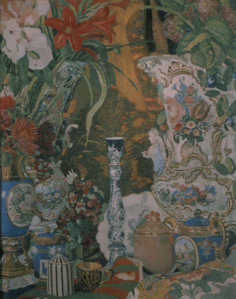 Still life. Flowers and porcelain, 1912. Artist: Golovin, Alexander Yakovlevich (1863-1930)