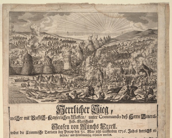 Magnificent victory of the Russian army at Perekop on May 20, 1736, 1736. Artist: Baeck, Elias (1679-1747)