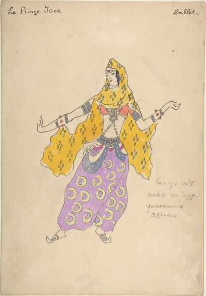 Polovtsian girl. Costume design for the opera Prince Igor by A. Borodin, 1909. Artist: Korovin, Konstantin Alexeyevich (1861-1939)