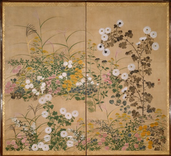 Flowering Plants in Autumn, 18th century. Artist: Korin, Ogata (1658-1716)