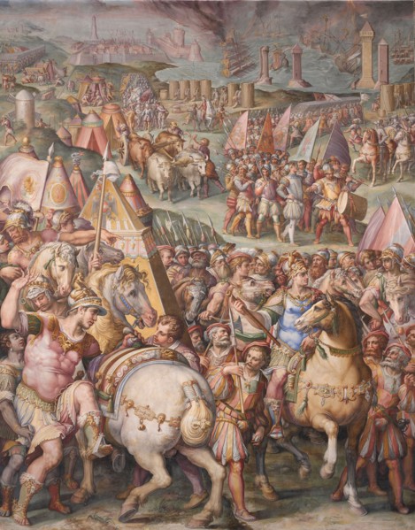 The emperor Maximilian lifts the Siege of Livorno, 1568-1571. Artist: Vasari, Giorgio (1511-1574)