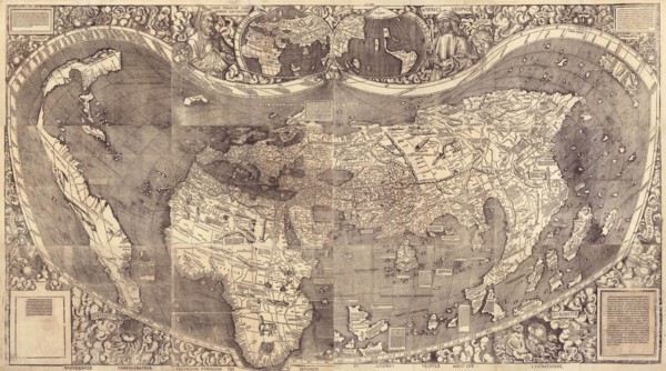 World map Universalis Cosmographia, 1507. Artist: Waldseemüller, Martin (ca 1472-1520)