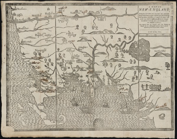 The map of New England (From: William Hubbard's The Present State of New-England), 1677. Artist: Foster, John (17th century)