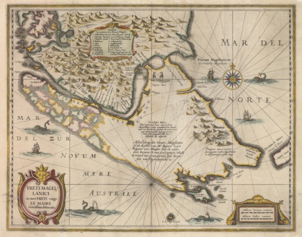 Freti Magellanici ac novi freti vulgo Le Maire exactissima delineatio, c.1630. Artist: Hondius, Jodocus (1563-1612)