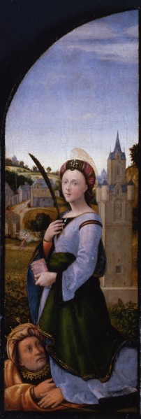 Triptych: Saint Barbara and her father Dioscurus, 1500. Artist: Albertinelli, Mariotto (1474-1515)