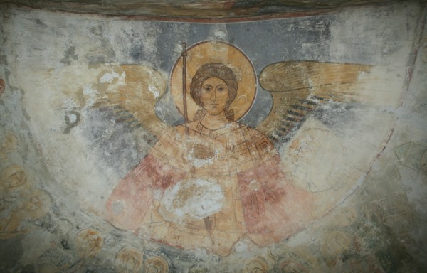 Saint Michael the Archangel, 12th century. Artist: Ancient Russian frescos