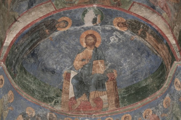 Christ Enthroned (Saviour of the World), 12th century. Artist: Ancient Russian frescos