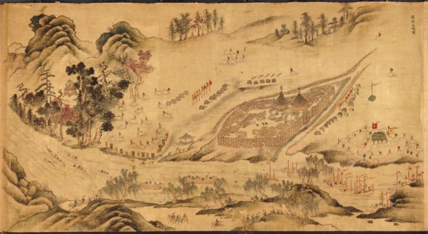 Map with a Russian camp in Eastern Siberia, 1689-1722. Artist: Chinese Master