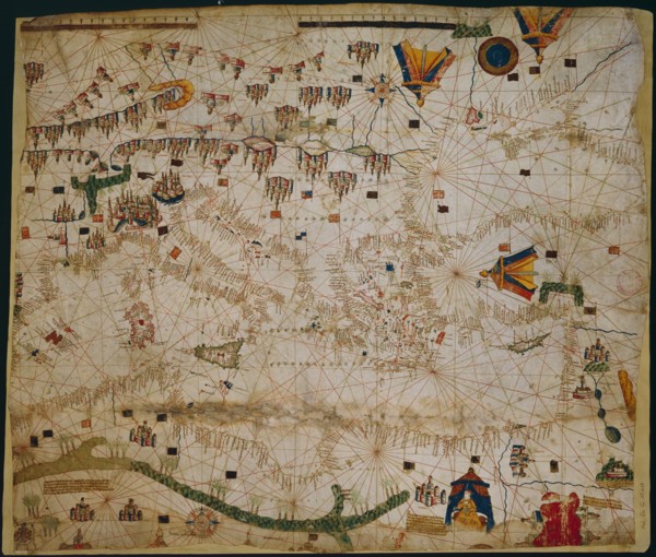 Nautical chart of the Mediterranean Sea and the Black Sea, 1440s. Artist: Rossell (Rosselli), Pere (Petrus) (active 1446-1489)