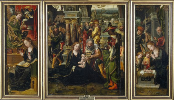 The Annunciation. The Adoration of the Magi. The Adoration of the Shepherds, Second Quarter of the 1 Artist: Coecke van Aelst, Pieter, the Elder (1502-1550)