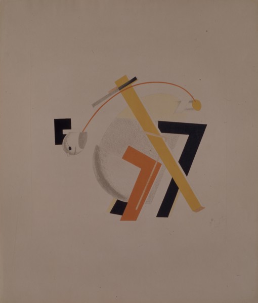 Old resident. Figurine for the opera Victory over the sun by A. Kruchenykh, 1920-1921. Artist: Lissitzky, El (1890-1941)