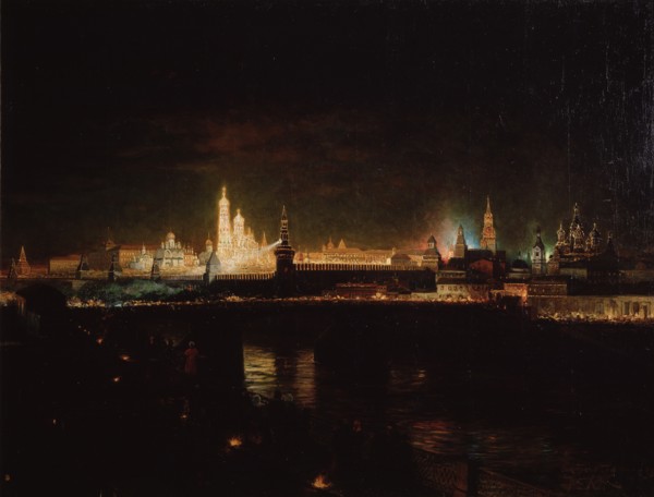 Illumination of the Moscow Kremlin, 1883. Artist: Hofman, Oskar Adolfovich (1851-1912)