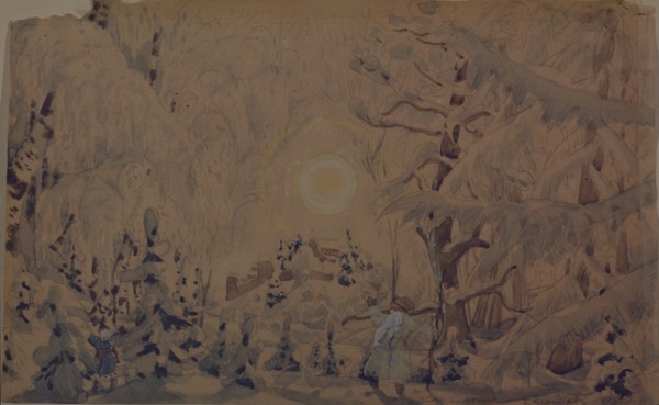 Stage design for the opera The Snow Maiden by N. Rimsky-Korsakov, 1910. Artist: Kustodiev, Boris Michaylovich (1878-1927)