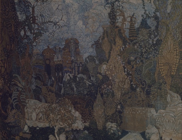 Stage design for the ballet The Firebird by I. Stravinsky, 1910. Artist: Golovin, Alexander Yakovlevich (1863-1930)