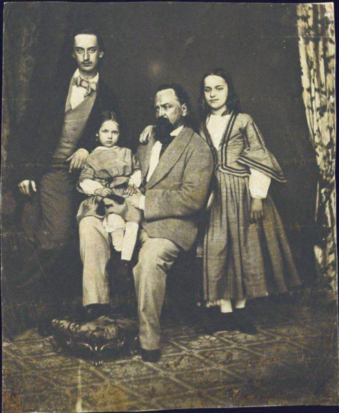 Alexander Herzen with his children after the death of his wife Natalie Artist: Anonymous