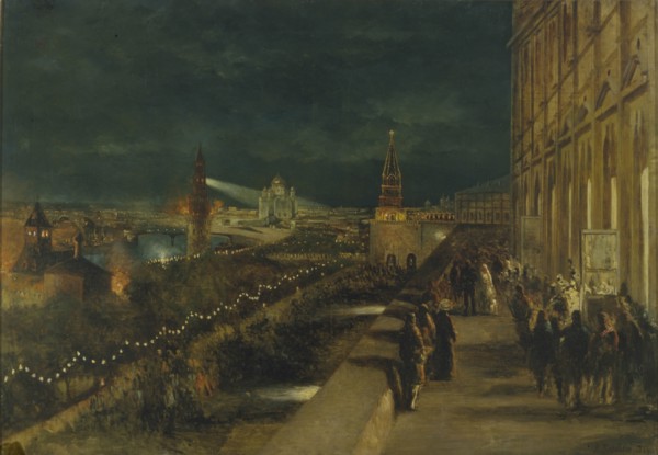 Illumination of Moscow on the occasion of the Coronation of Emperor Alexander III on 15th May 1883. Artist: Makovsky, Nikolai Yegorovich (1842-1886)