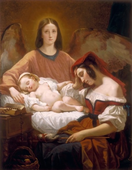 The Guardian Angel. Artist: Decaisne, Henri (1799-1852)
