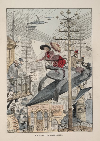 Illustration for Le vingtième siècle: La vie électrique. Artist: Robida, Albert (1848-1926)