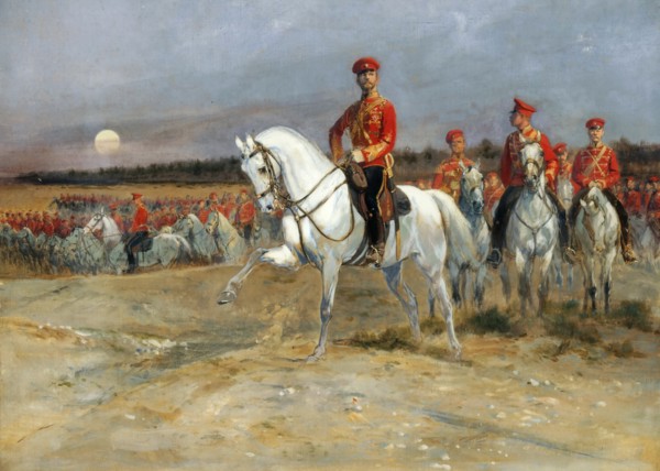 Tsarevich Nicholas Reviewing the Troops. Artist: Detaille, Édouard (1848-1912)