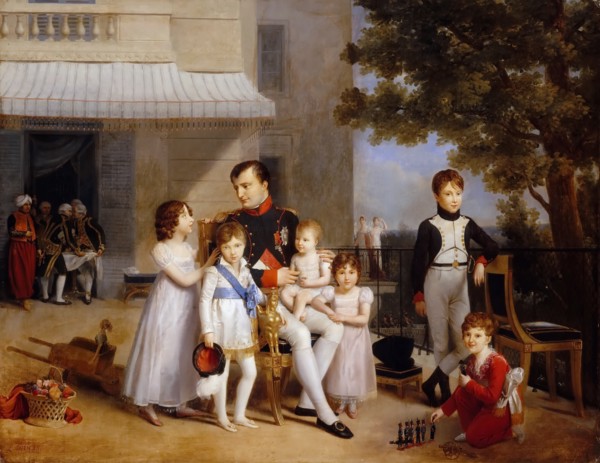 The Emperor Napoleon I on the terrace of the Château Saint-Cloud surrounded by his children. Artist: Ducis, Louis (1775-1847)