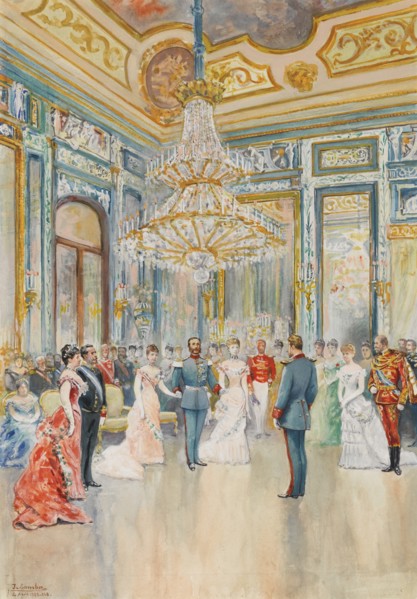 The wedding of prince Ludwig Ferdinand of Bavaria to Infanta Maria de la Paz of Spain on 2 April 188 Artist: Comba y García, Juan (1852-1924)