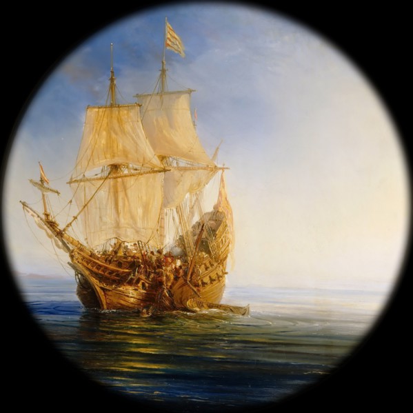 Spanish Galleon taken by the Pirate Pierre le Grand near the coast of Hispaniola, in 1643. Artist: Gudin, Théodore (1802-1880)