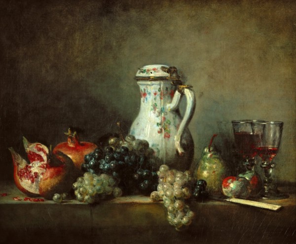Grapes and pomegranates. Artist: Chardin, Jean-Baptiste Siméon (1699-1779)