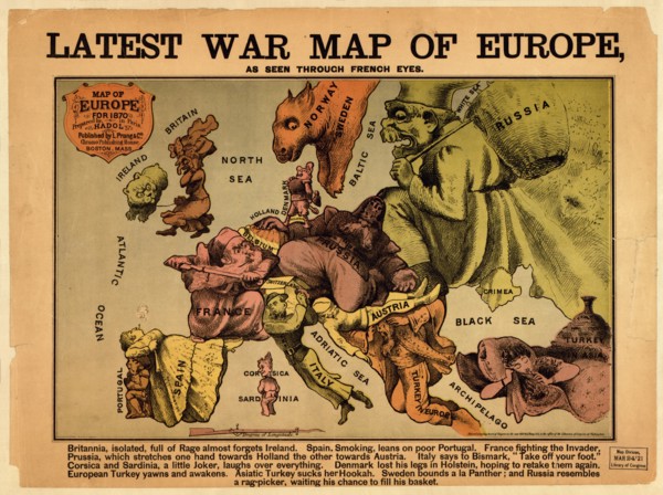Latest war map of Europe: as seen through French eyes. Artist: Hadol, Paul (1835-1875)