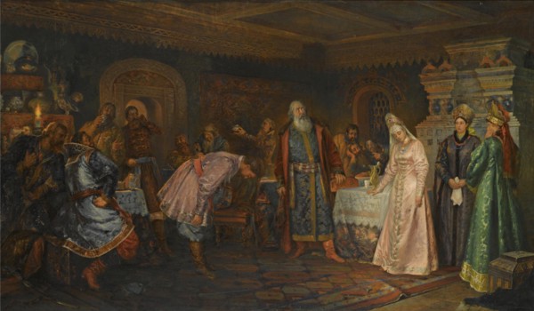 The Kiss Ceremony. Boyar Morozov, his Wife Yelena and Prince Serebrenni. Artist: Buchholz, Fyodor Fyodorovich (1857-1942)