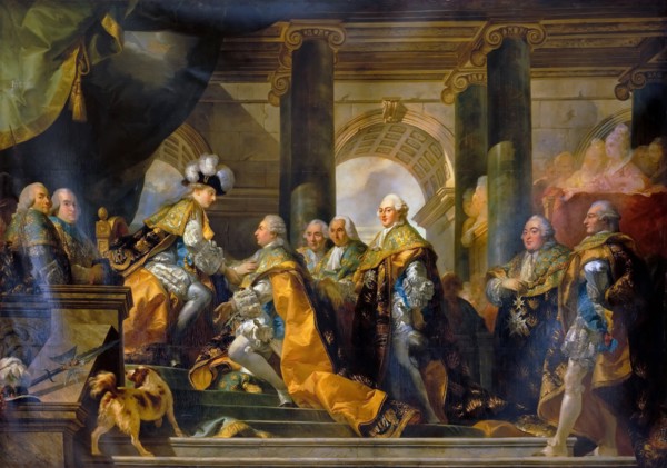 Louis XVI received at Reims the homage of the Knights of the Holy Spirit, 13 June 1775. Artist: Doyen, Gabriel François (1726-1806)