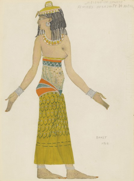 Costume design for the ballet Hélène de Sparte by E. Verhaeren and D. de Séverac. Artist: Bakst, Léon (1866-1924)