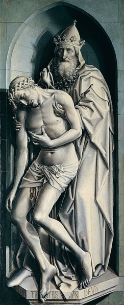 The Flémalle Panels: The Holy Trinity. Artist: Campin, Robert (ca. 1375-1444)